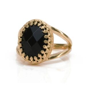 14k Rose Gold Ring with Black Onyx Stone
